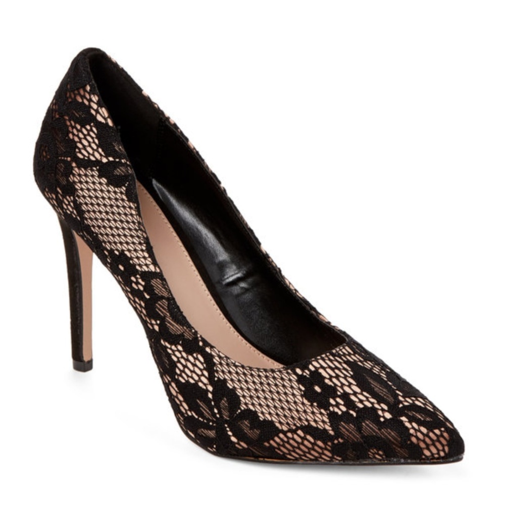 BCBGeneration Black Heidi Lace Pointed Pumps